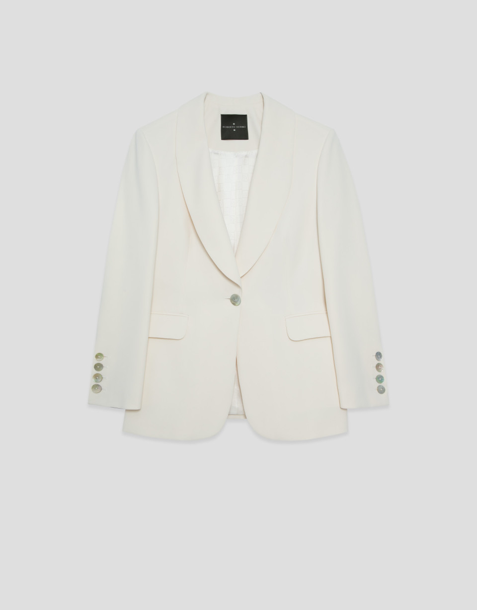 Blazer un botón solapa redondeada crepé ... | Roberto Verino