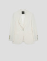 Off-white crepe rounded lapel one button blazer | Roberto Verino