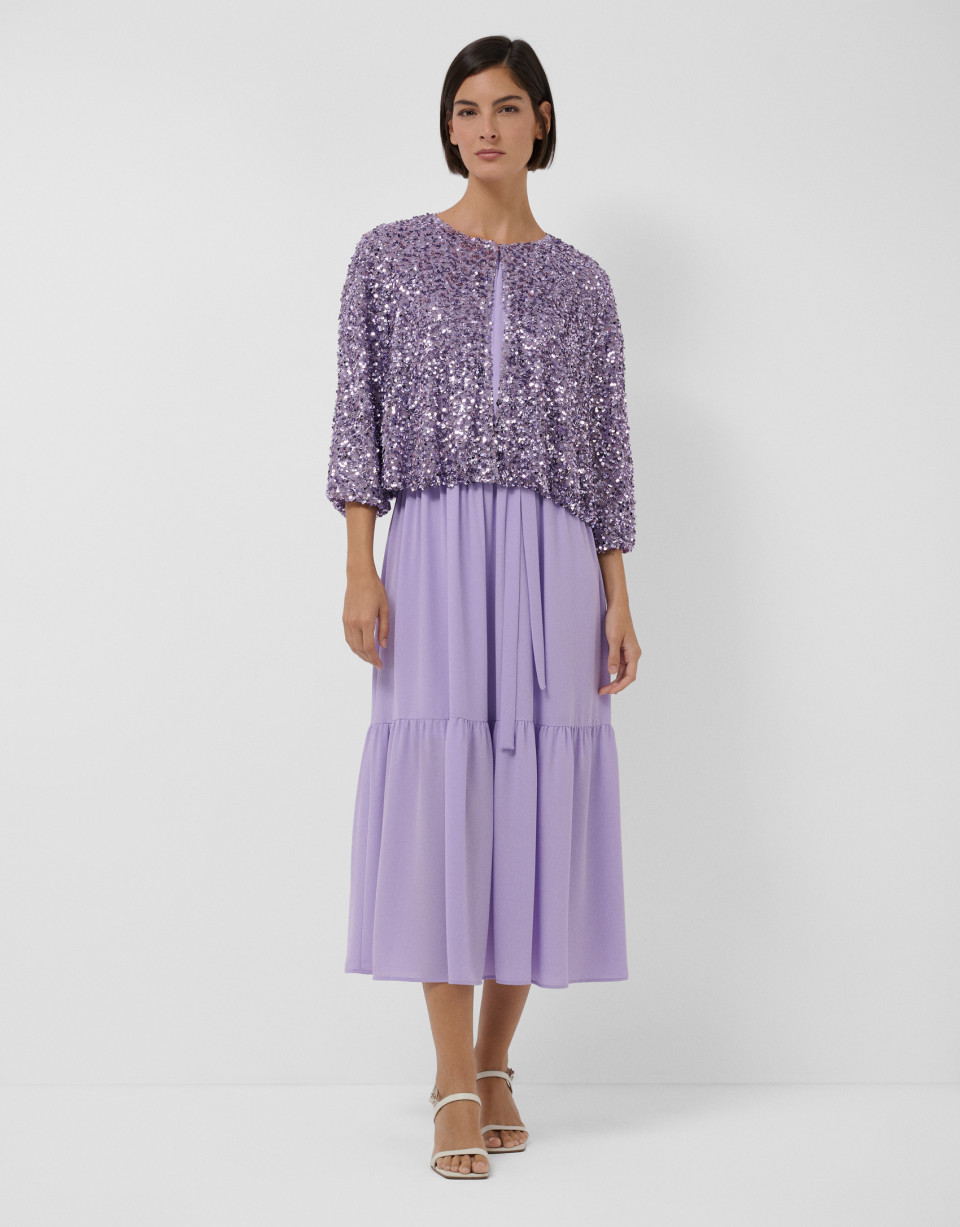 Short puffed jacket with lilac paillettes | Roberto Verino