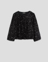 Short puffed jacket with black paillettes | Roberto Verino