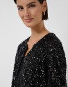 Chaqueta corta abullonada pailletes negro | Roberto Verino