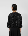 Short puffed jacket with black paillettes | Roberto Verino