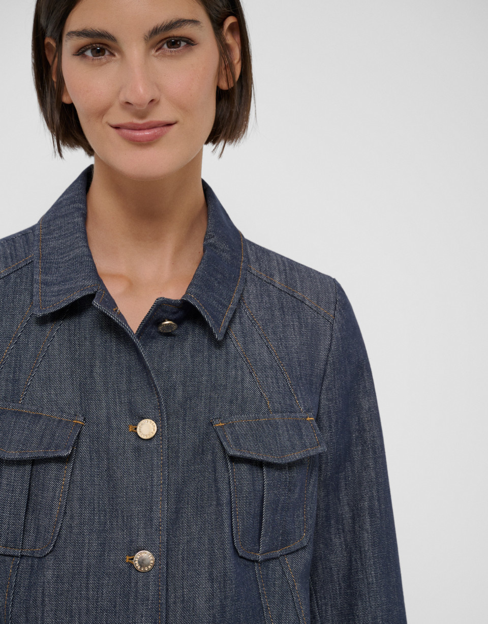 Short blue quilted denim jacket - Mujer | Roberto Verino