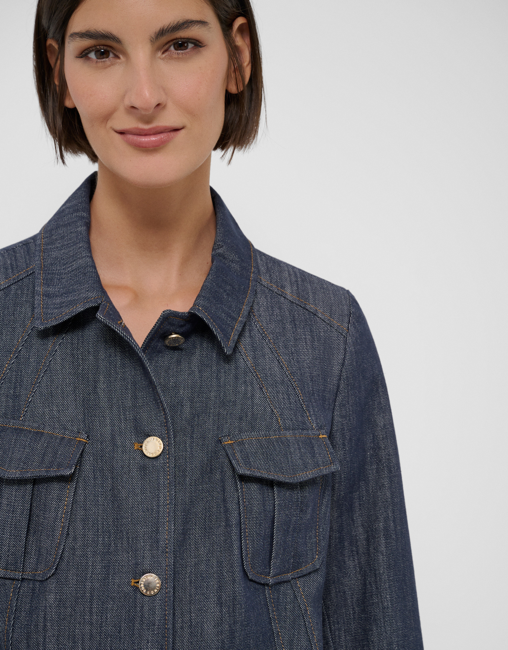 Short blue quilted denim jacket - Mujer | Roberto Verino