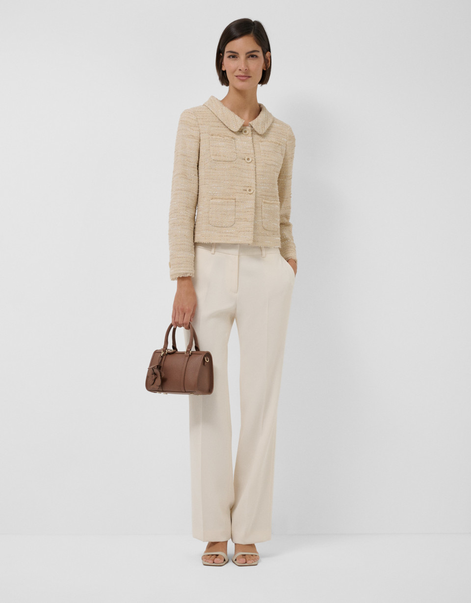 Chaqueta corta cuatro bolsillos tweed beige | Roberto Verino