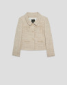 Chaqueta corta cuatro bolsillos tweed beige | Roberto Verino