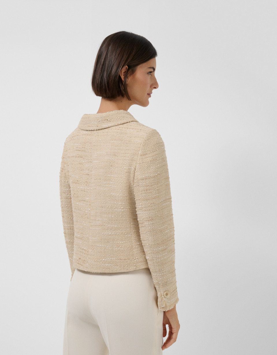 Short beige tweed four-pocket jacket - Mujer | Roberto Verino