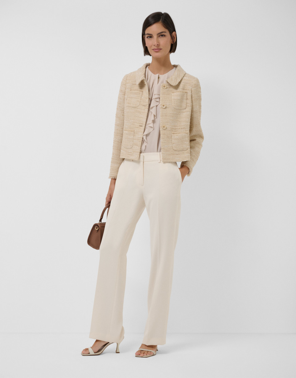 Chaqueta corta cuatro bolsillos tweed beige | Roberto Verino