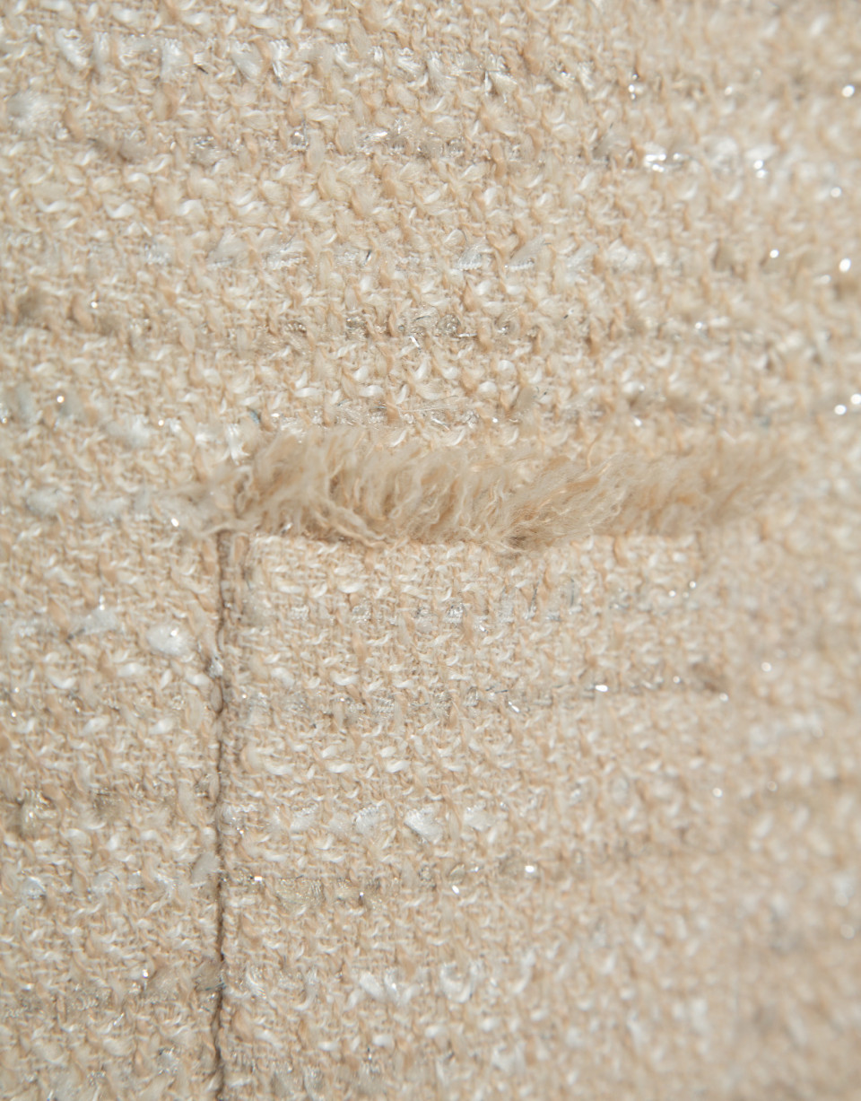 Short beige tweed four-pocket jacket - Mujer | Roberto Verino