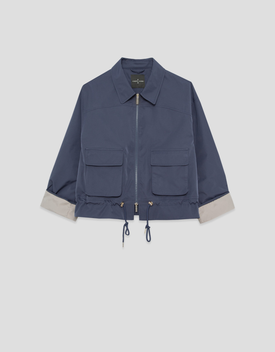 Navy blue jacket with beige interior - Mujer | Roberto Verino