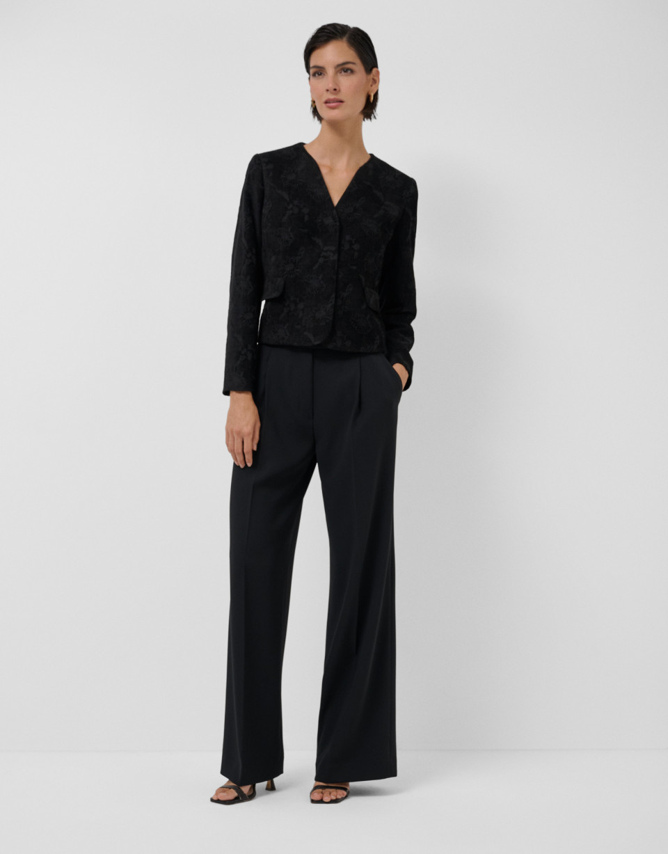 Chaqueta corta jacquard floral negro - Mujer | Roberto Verino