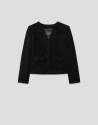 Black floral jacquard short jacket - Mujer | Roberto Verino