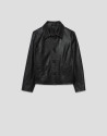 Black leather jacket with snake print - Mujer | Roberto Verino