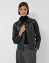 Black leather jacket with snake print - Mujer | Roberto Verino