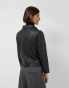 Black leather jacket with snake print - Mujer | Roberto Verino