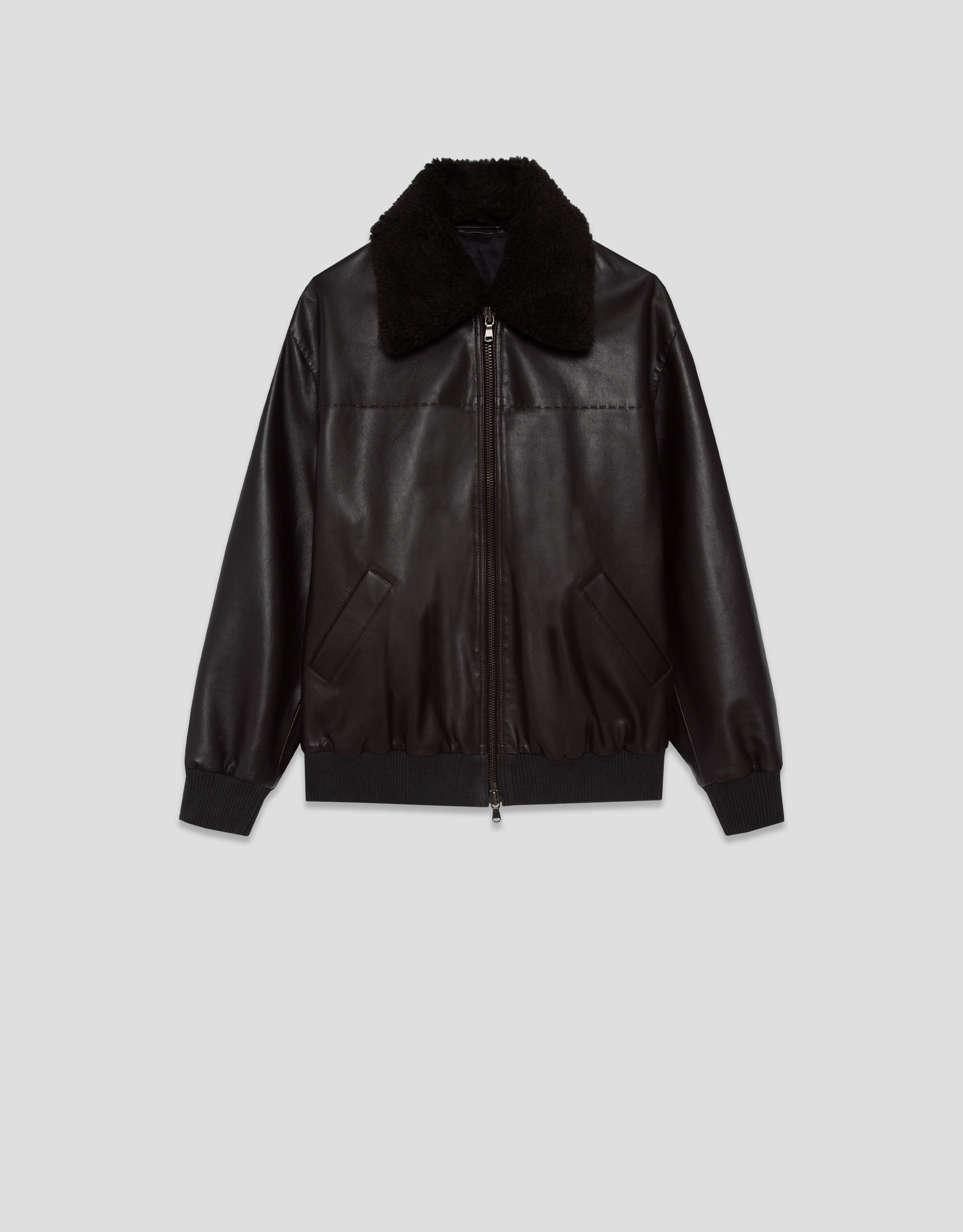Dark brown nappa bomber jacket - Mujer - AW2026 | Roberto Verino