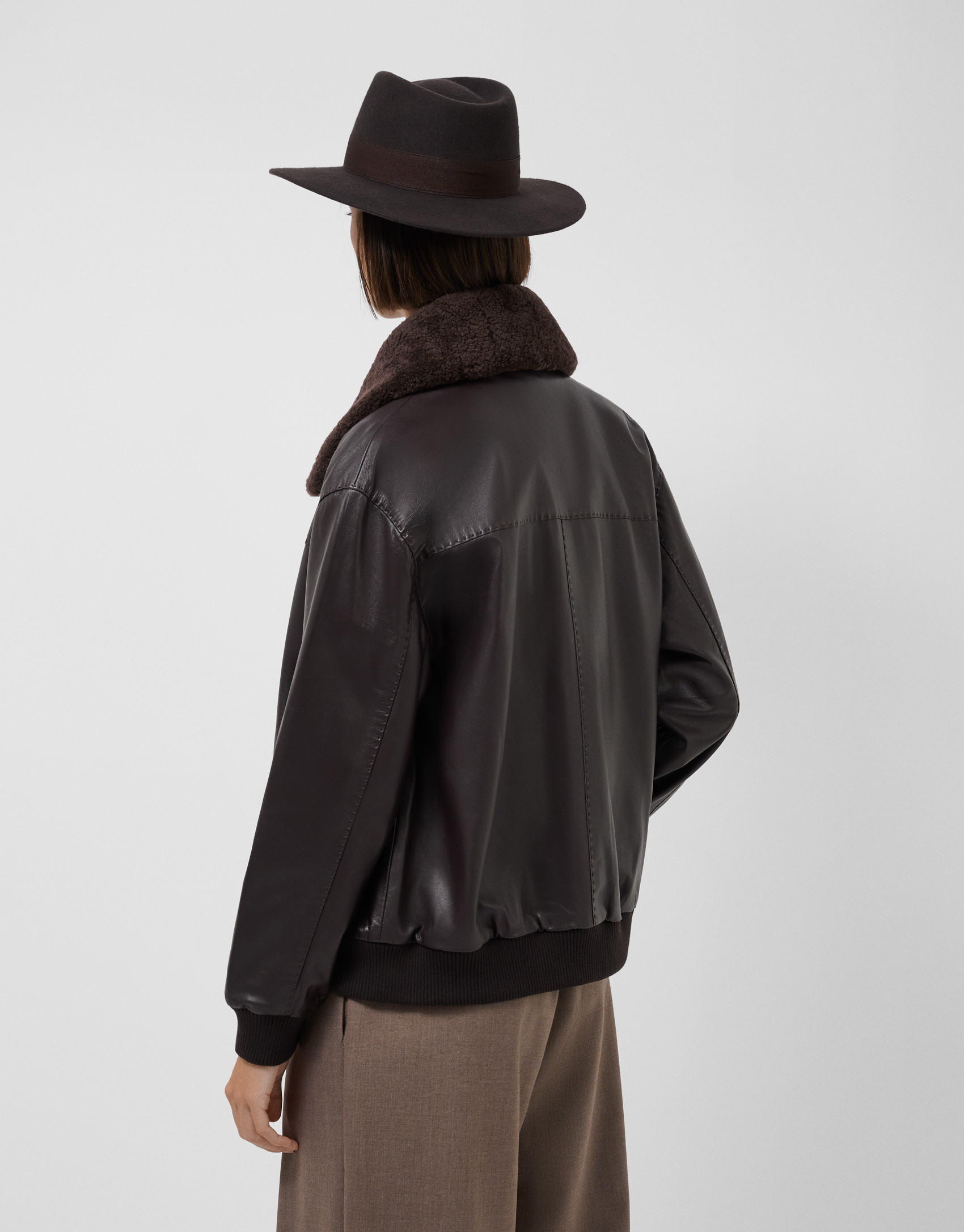 Dark brown nappa bomber jacket - Mujer - AW2026 | Roberto Verino