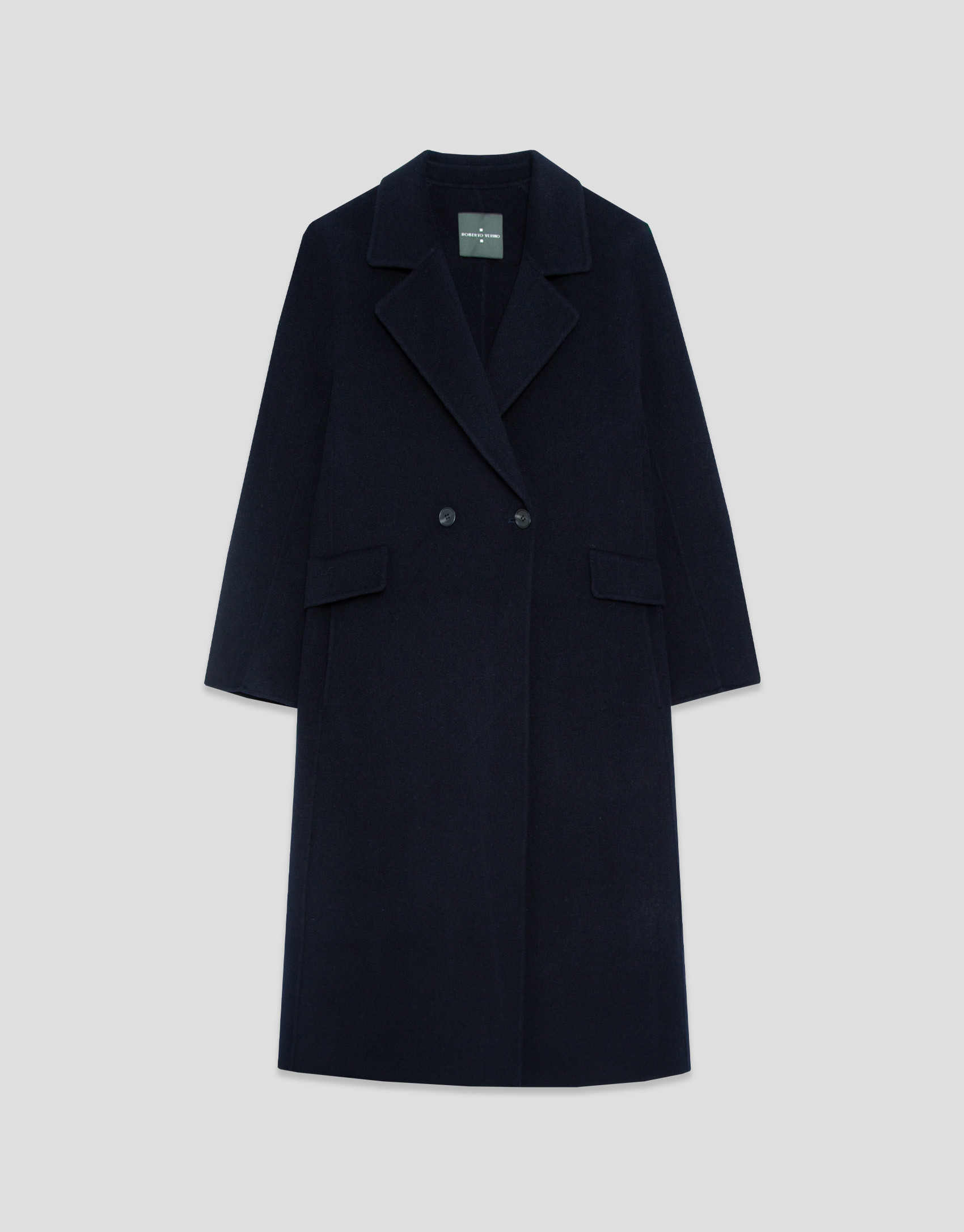 Navy blue double-face wool oversize ... | Roberto Verino