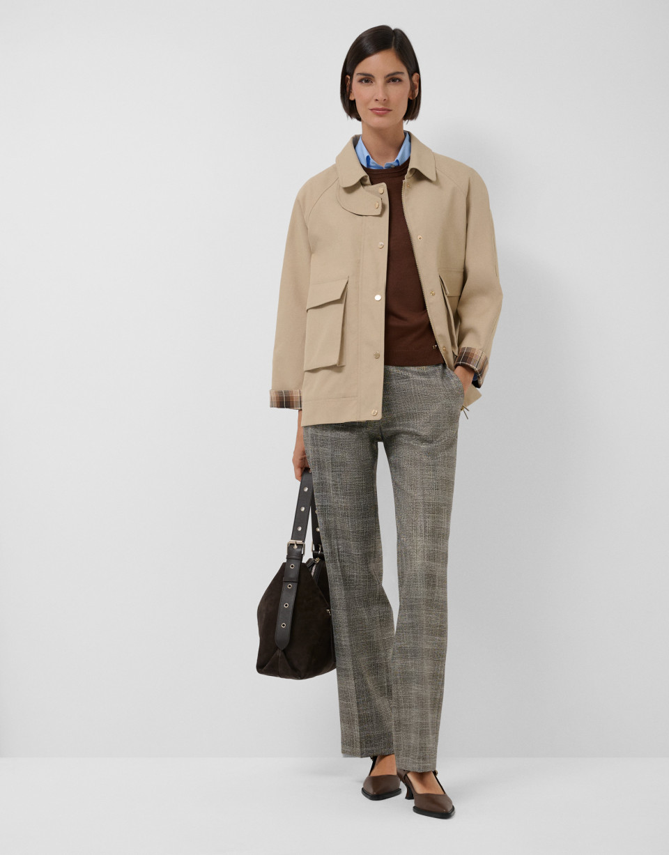 Beige and checkered double-sided cotton ... | Roberto Verino
