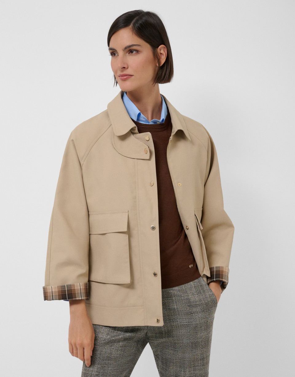 Abrigo gabardina algodón doble faz beige y ... | Roberto Verino
