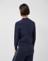 Navy blue jacquard knit zipper jacket with ... | Roberto Verino