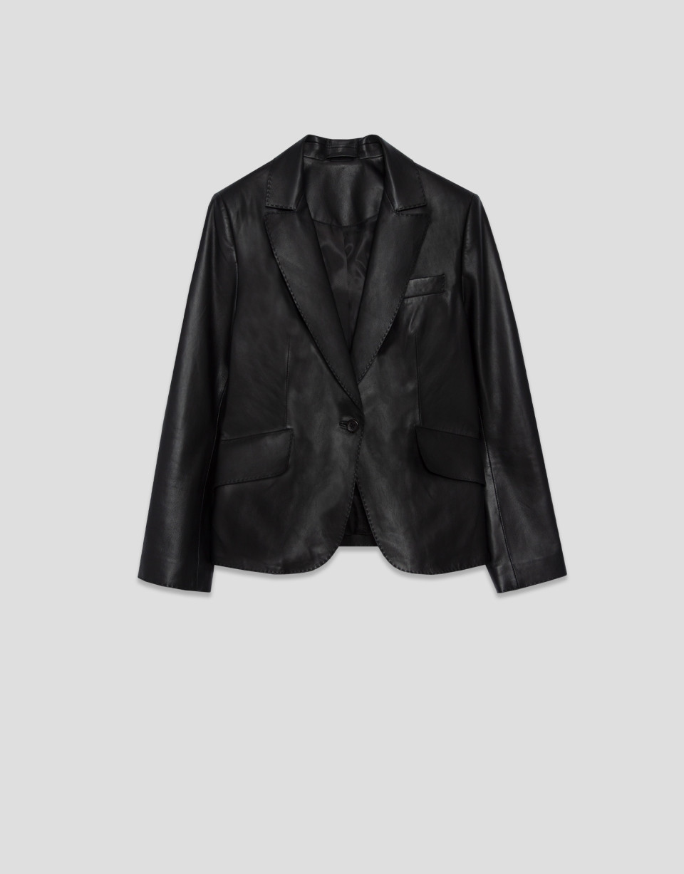 Black nappa one button blazer - Mujer - AW2026 | Roberto Verino