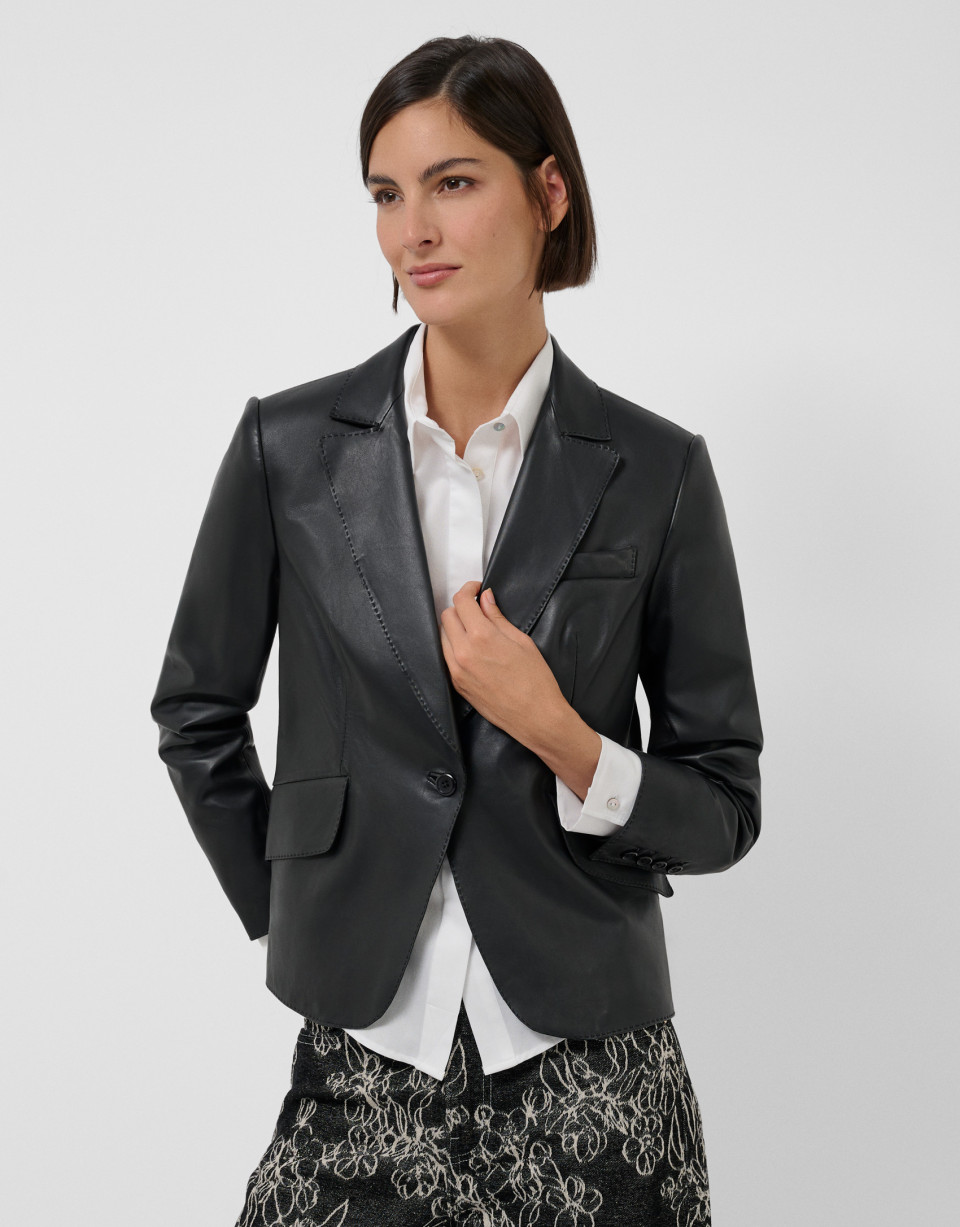 Chaqueta americana un botón napa negra - Mujer | Roberto Verino