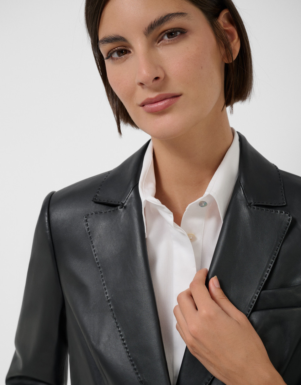Chaqueta americana un botón napa negra - Mujer | Roberto Verino