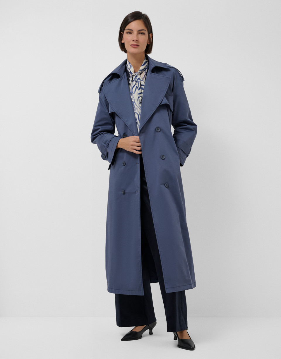 Gabardina larga azul grisáceo - Mujer - OI2026 | Roberto Verino