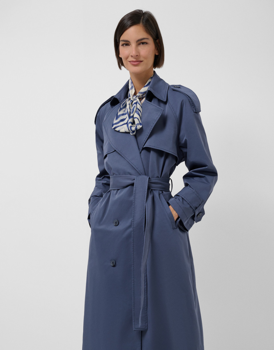 Gray blue long trench coat - Mujer - AW2026 | Roberto Verino