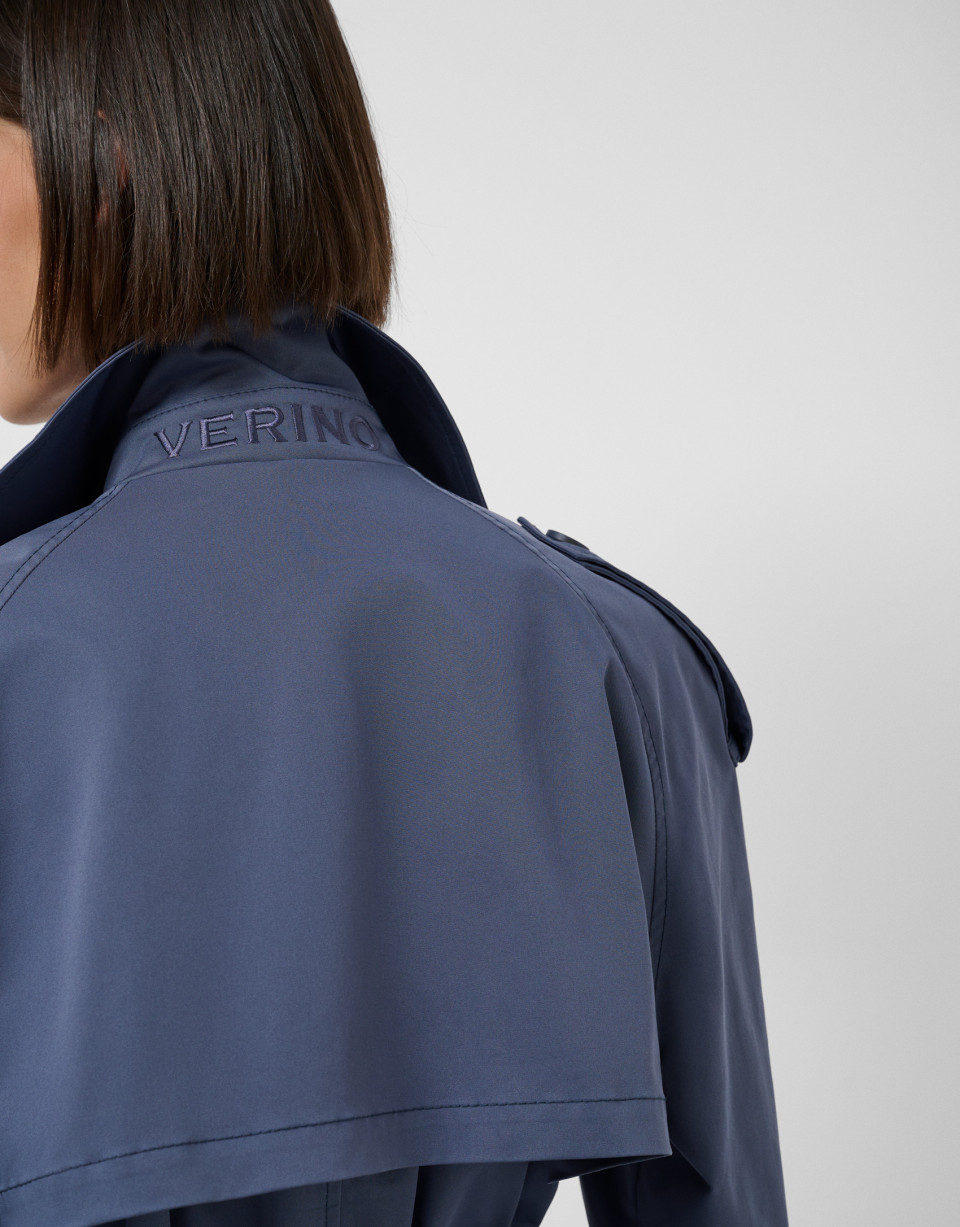 Gray blue long trench coat - Mujer - AW2026 | Roberto Verino