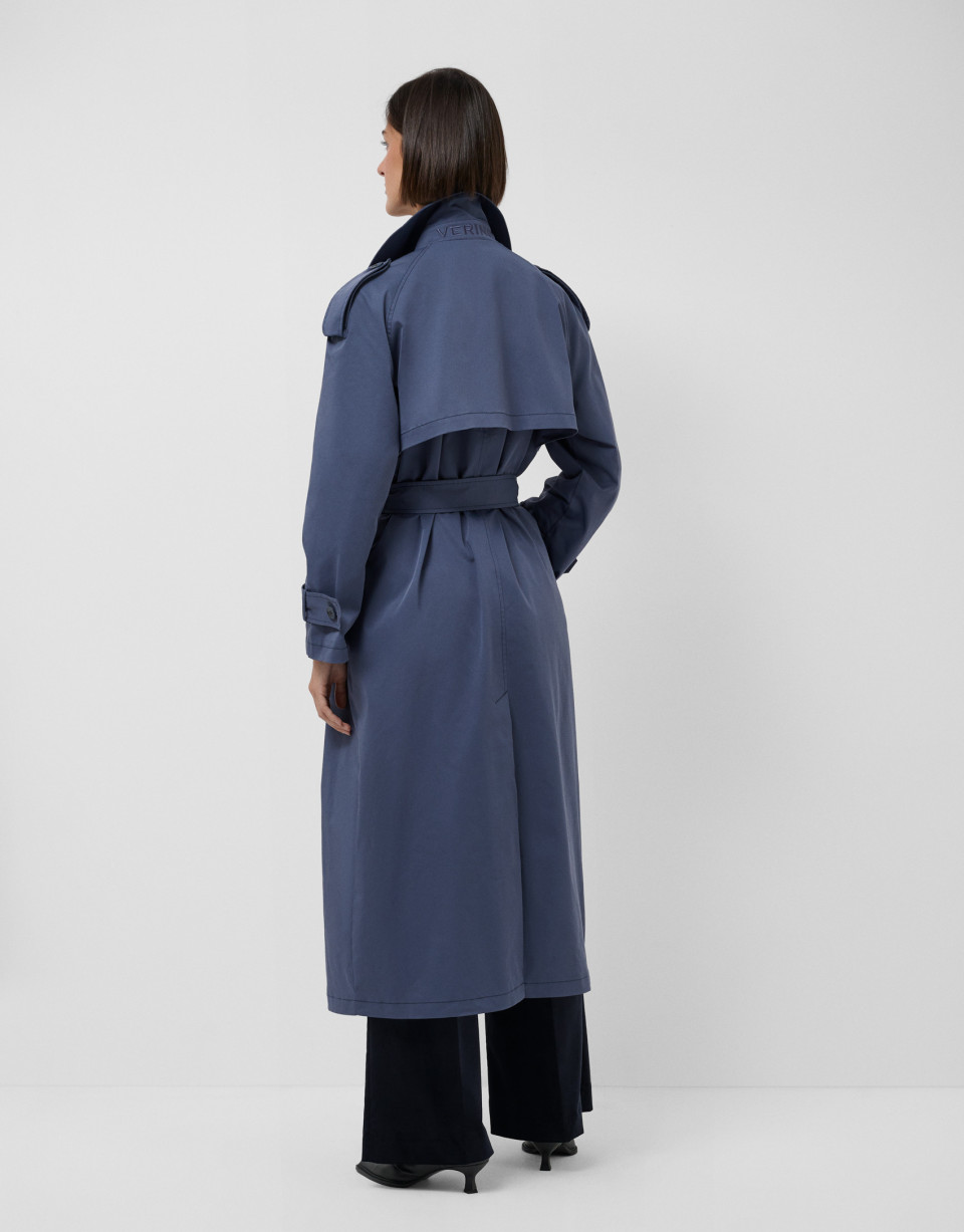 Gray blue long trench coat - Mujer - AW2026 | Roberto Verino