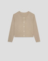 Short fitted beige knit cardigan - Mujer | Roberto Verino