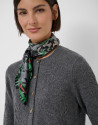 Short gray wool knit cardigan with floral ... | Roberto Verino