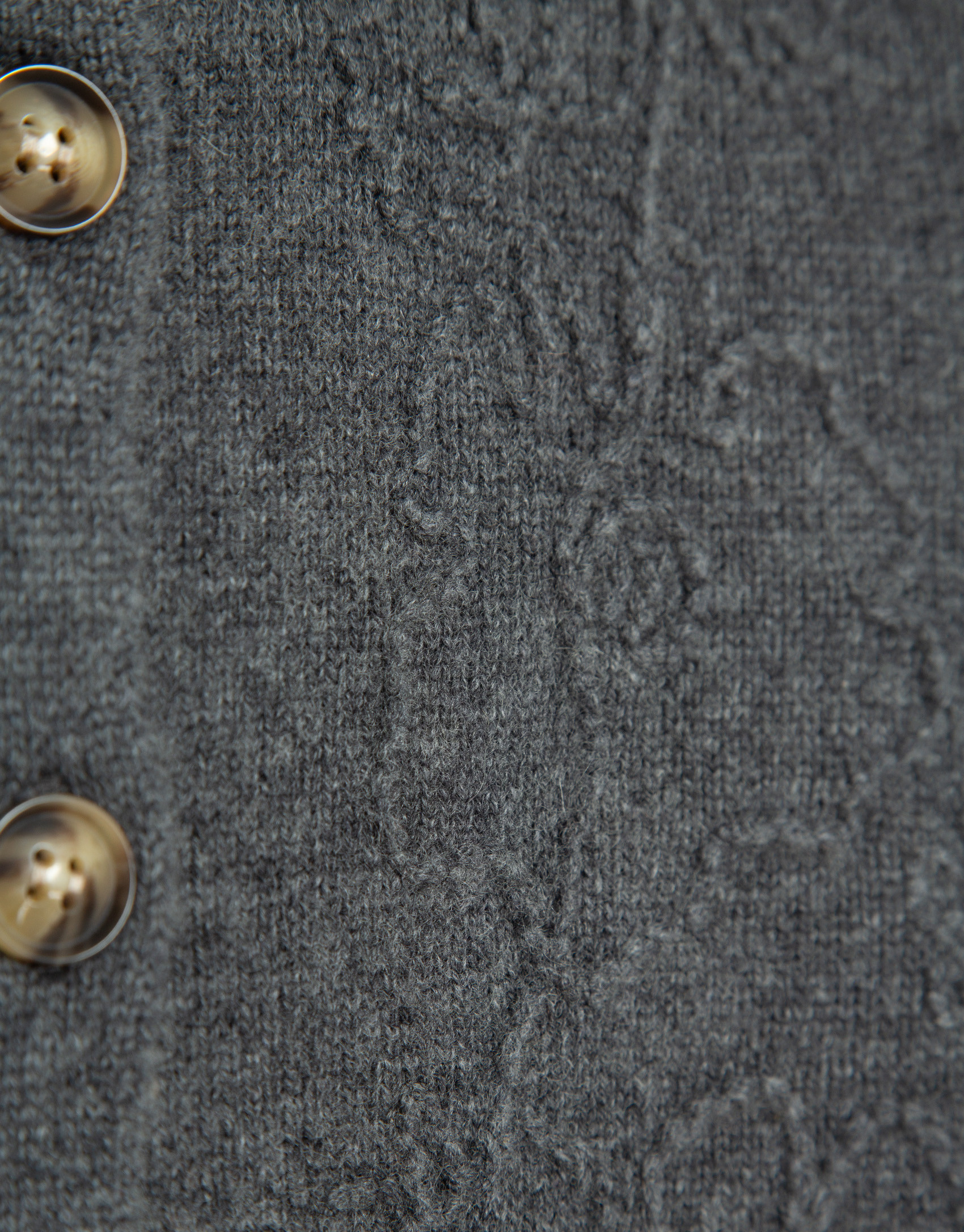 Short gray wool knit cardigan with floral ... | Roberto Verino