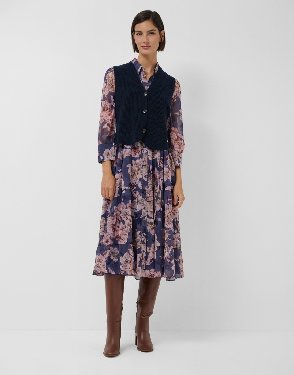 Medium navy blue knitted vest - Mujer - AW2026 | Roberto Verino