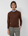 Brown knitted round neck sweater - Mujer | Roberto Verino