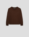 Brown knitted round neck sweater - Mujer | Roberto Verino