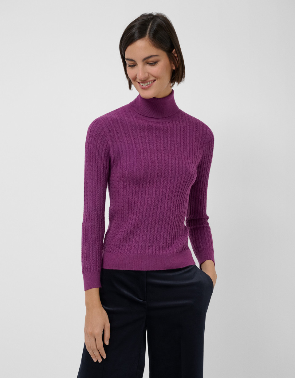 Jersey cuello subido ochos y espiga malva | Roberto Verino