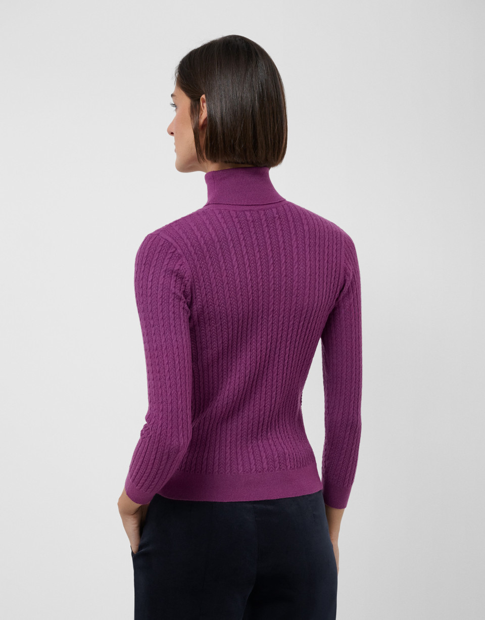 Jersey cuello subido ochos y espiga malva | Roberto Verino