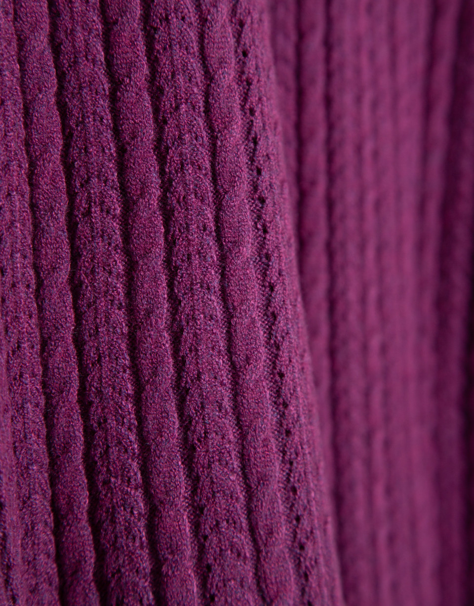 High neck sweater with eights and mauve ... | Roberto Verino