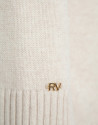 Ecru oversized high neck knitted sweater | Roberto Verino