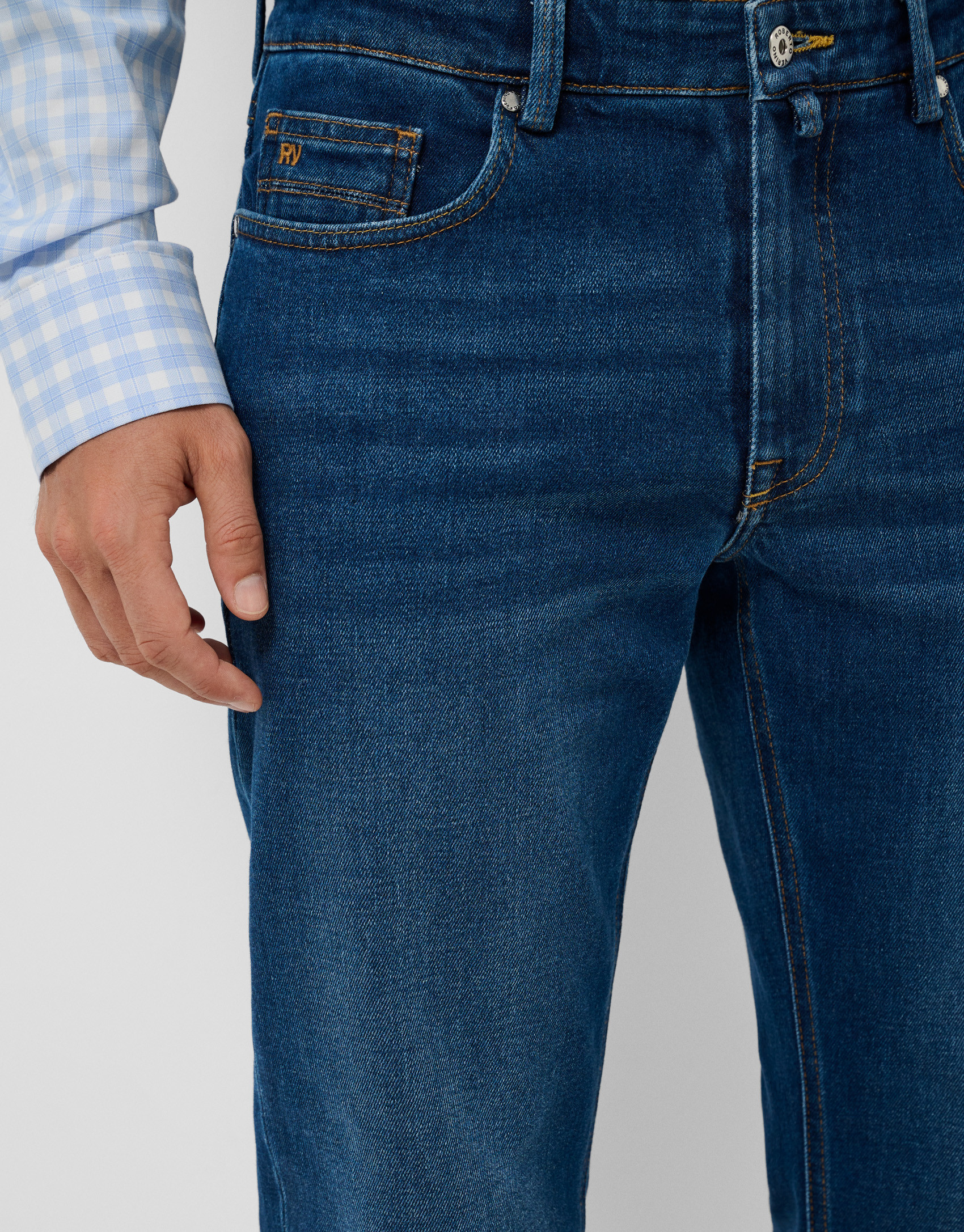 Pantalón denim hombre regular azul medio | Roberto Verino