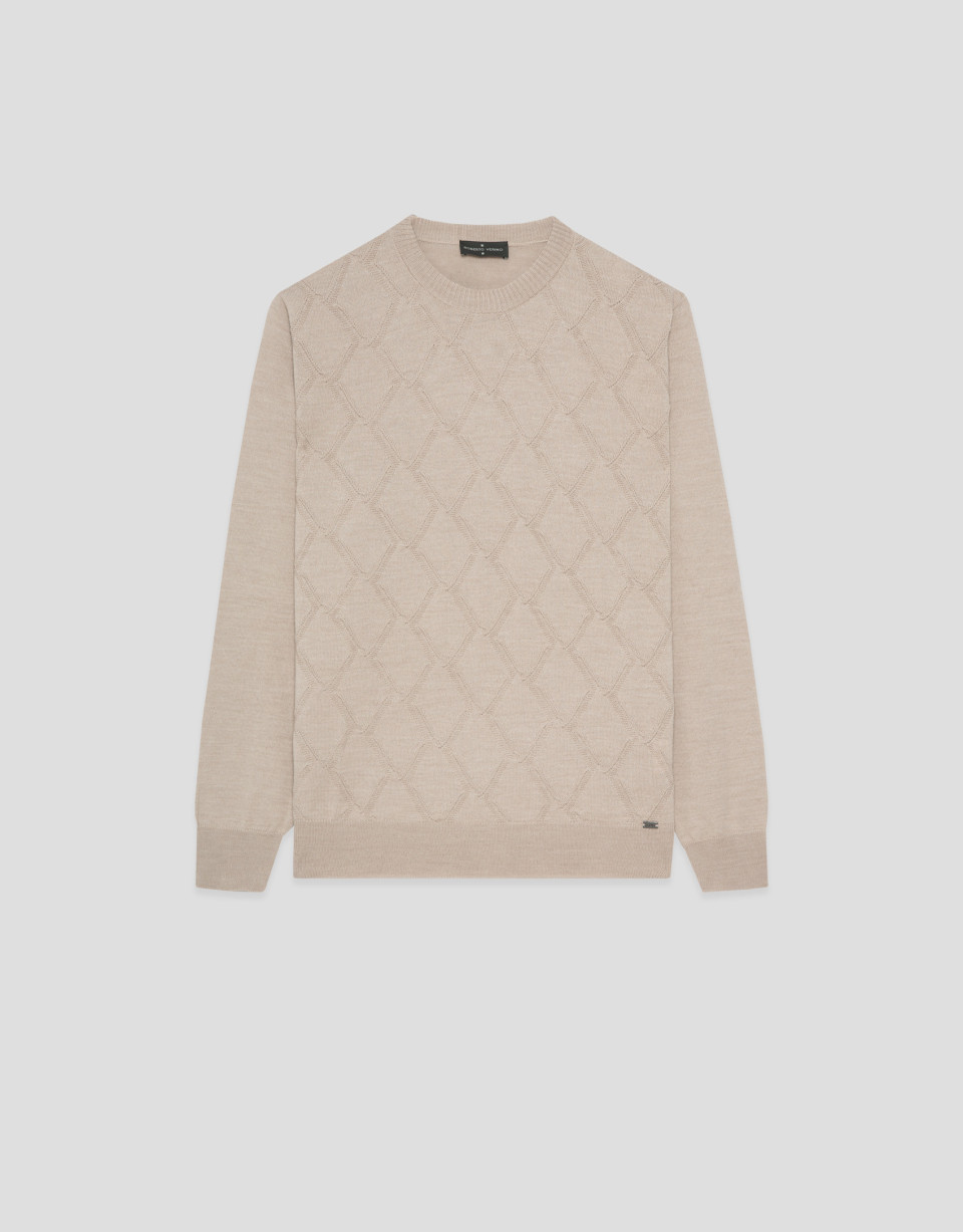 Sand embossed rhombus sweater - Hombre - AW2026 | Roberto Verino