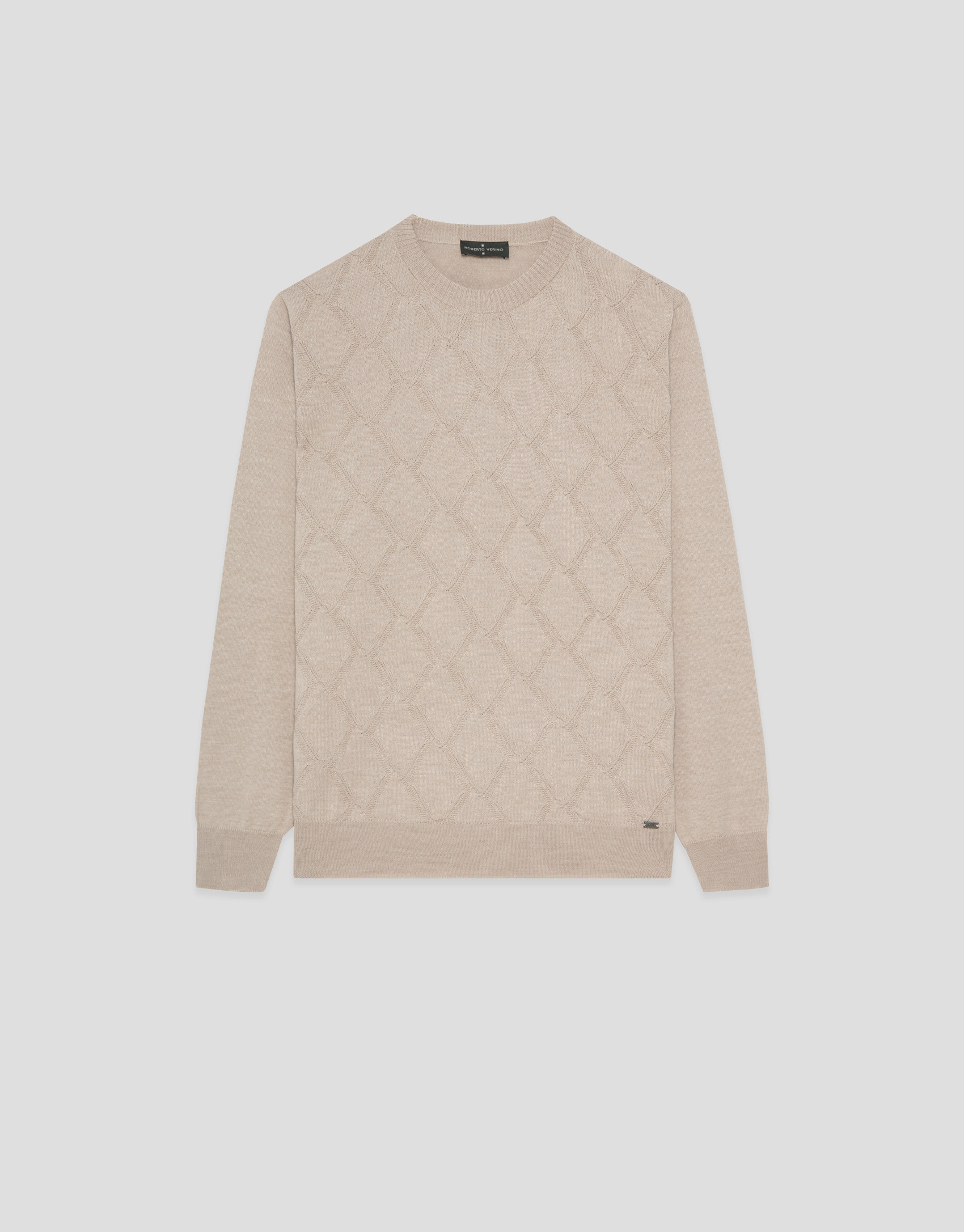 Sand embossed rhombus sweater - Hombre - AW2026 | Roberto Verino