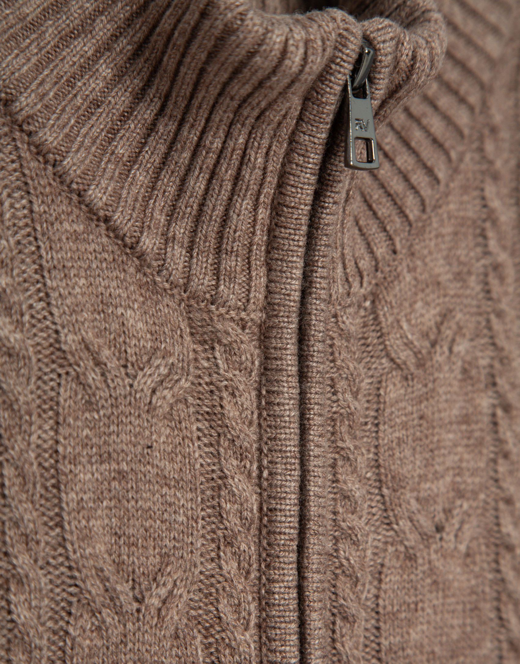 Cable-knit mink jacket with zipper - Hombre | Roberto Verino