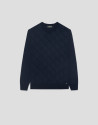 Navy embossed rhombus sweater - Hombre - AW2026 | Roberto Verino
