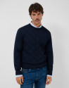 Navy embossed rhombus sweater - Hombre - AW2026 | Roberto Verino