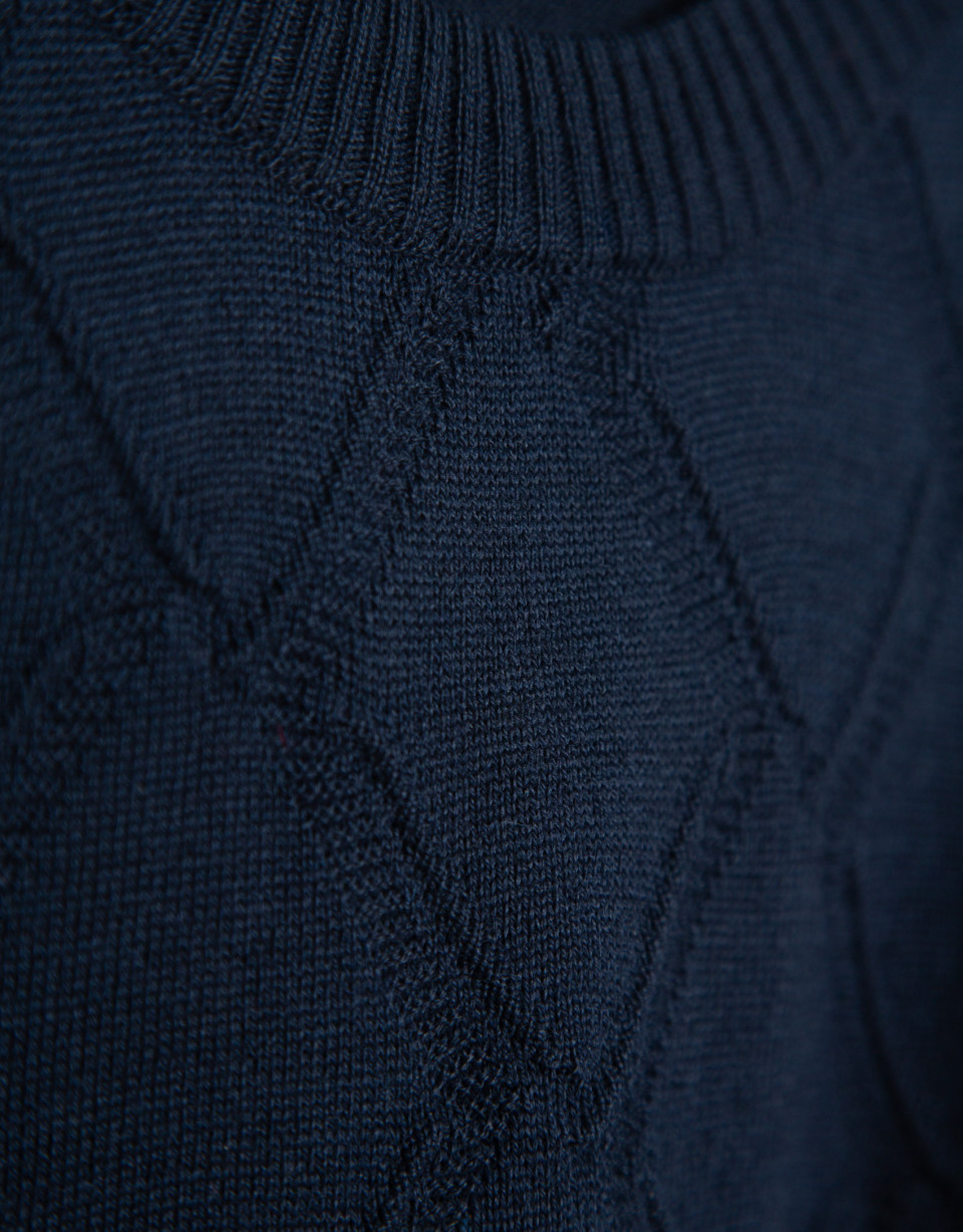 Navy embossed rhombus sweater - Hombre - AW2026 | Roberto Verino