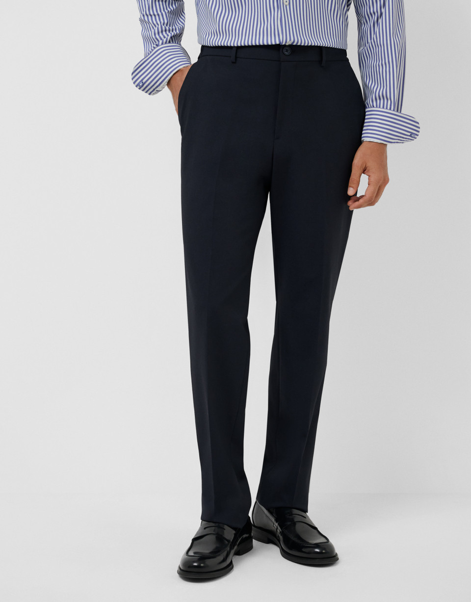 Navy blue dress pants with elastic waist | Roberto Verino